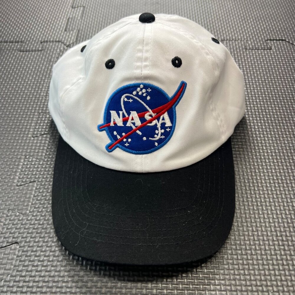 NASA Logo Cotton Baseball Cap White & Black Adjustable Strapback Hat